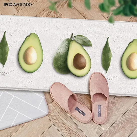 Double-Sided Two Designs Herringbone and Avocado Kitchen Anti-Fatigue Waterproof Kitchen Mat, Small {5}