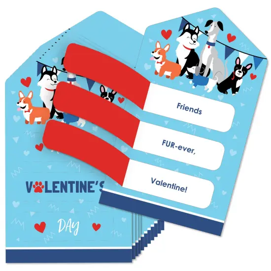 Big Dot of Happiness Pawty Like a Puppy - Dog Cards for Kids - Happy Valentine's Day Pull Tabs - Set of 12 {1}