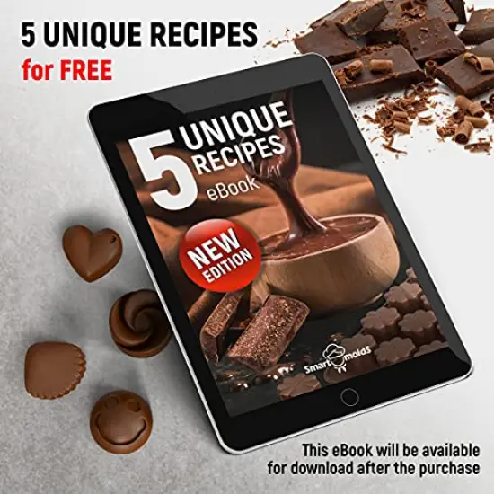 6 Pieces Chocolate Molds Silicone Set - Free Recipes Ebook - Food Grade Candy Molds Silicone - Easy to Use Non-Stick Silicone Molds for Candy {6}