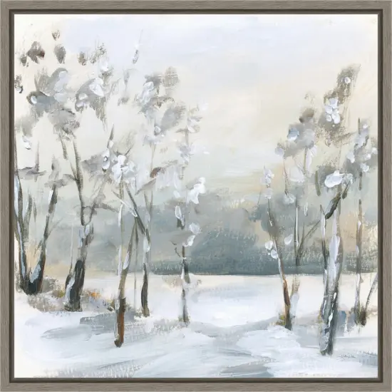 Snowy Winter Trees by Katrina Pete 22-in. W x 22-in. H. Canvas Wall Art Print Framed {1}