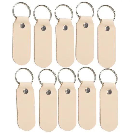 2 Sided Leather Key Chains 10 Pack-Customize it for Promotional Gifts, Fundraising, Events, Wedding - Engrave on Both Sides Natural 1 {4}