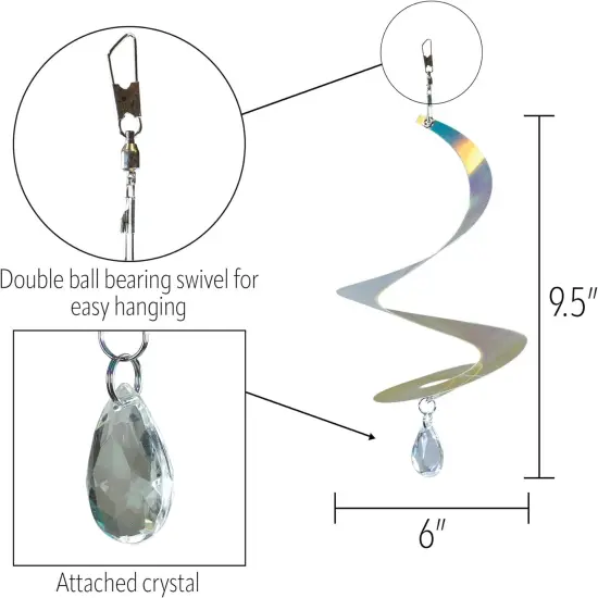 8-inch Iridescent Tear Drop Curlie with Crystal Spinner {4}