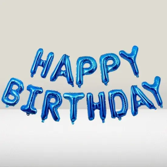 Happy Birthday Balloons Banner for Self-Inflating Party Decoration Blue {1}