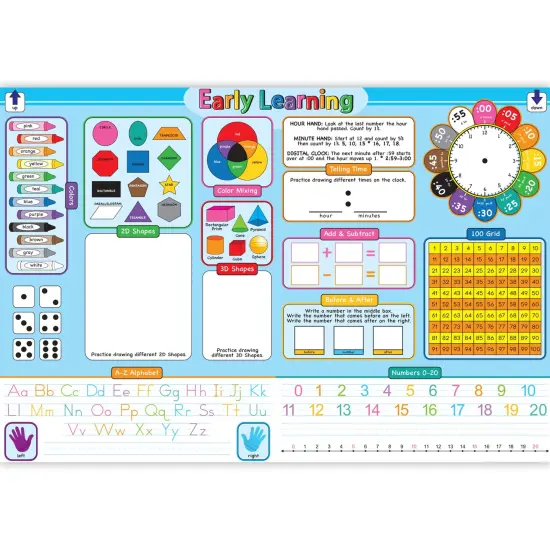 Placemat Studio&trade; Smart Poly&reg; Early Learning Education Basics Learning Placemat, 13" x 19", Single Sided, Pack of 10 {1}