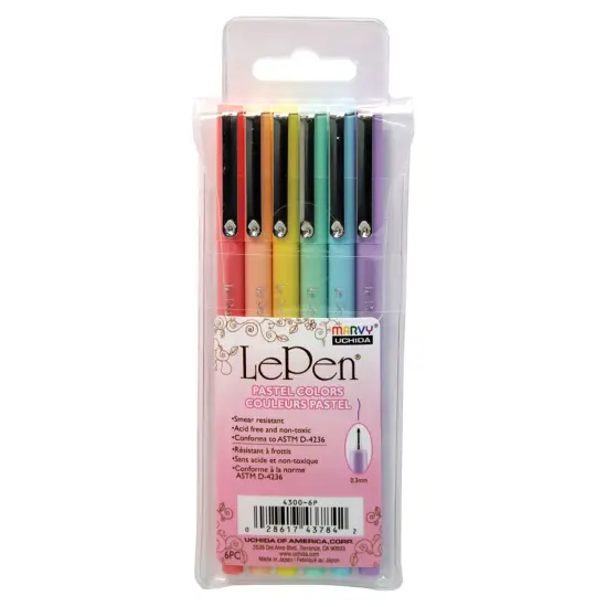 LePen&reg; Micro-Fine Point Pen, Pastel, 6 Per Pack, 2 Packs {2}