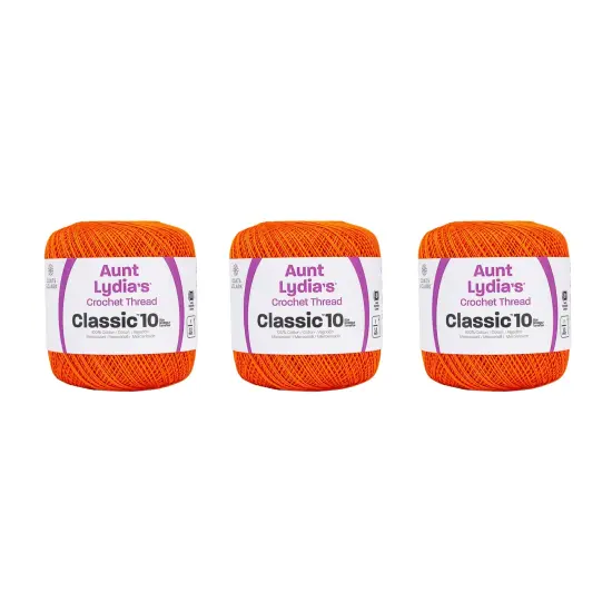 Aunt Lydia Classic Pumpkin Crochet - 3 Pack of 350y/320m - Cotton - Gauge 10 - Crochet {1}