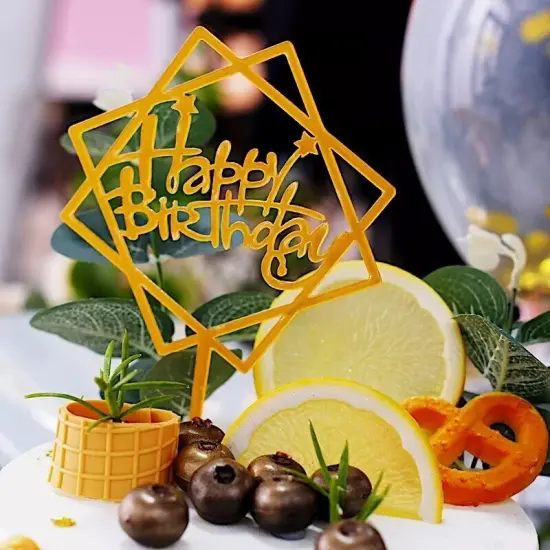 6" Gold Assorted Acrylic Happy Birthday Cake Toppers {6}