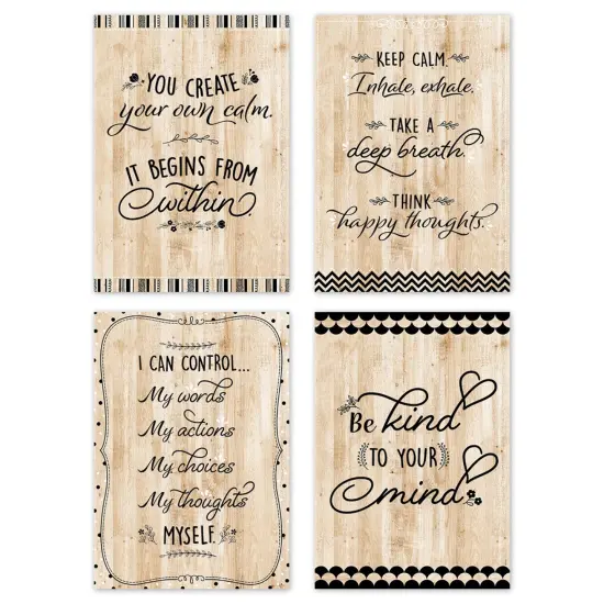 Core Decor Black, White, and Wood Inspire U 4-Poster Pack {1}