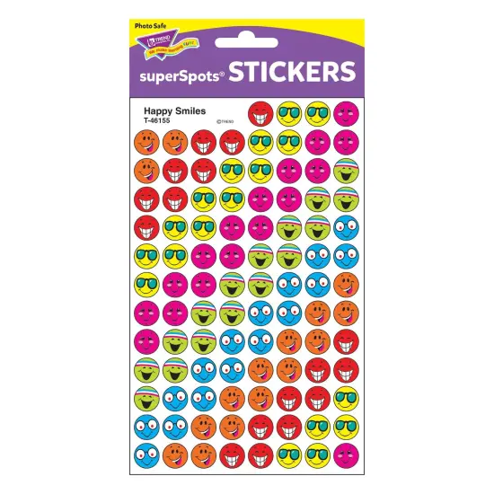Happy Smiles superSpots&reg; Stickers, 800 Per Pack, 6 Packs {2}