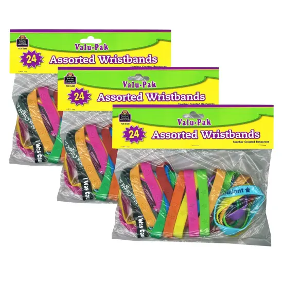Wristbands Valu-Pak, Assorted, 24 Per Pack, 3 Packs {1}