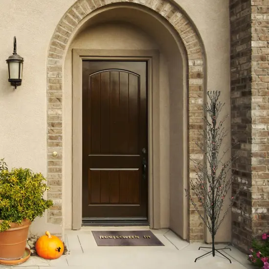 Northlight Pre-Lit Cascade Outdoor Halloween Twig Tree - 4' - Black - Orange Lights {5}