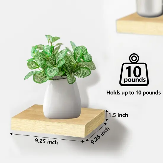 Set of 3 (9") Sorbus Square Floating Shelves with Invisible Mounting Brackets for Living Room Decor, Bedroom, Bathroom Decor, Home & Kitchen {3}