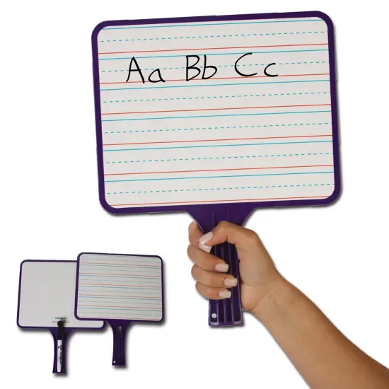 Blank/Lined 2-Sided Rectangular Dry Erase Paddles with Markers, Set of 10 {4}