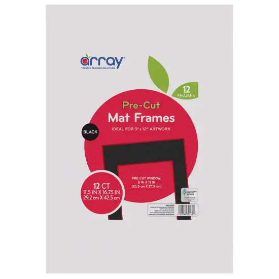 Pre-Cut Mat Frames, 11.5" x 16.75" Frame, 8" x 10.75" Window, Black, 12 Per Pack, 2 Packs {3}
