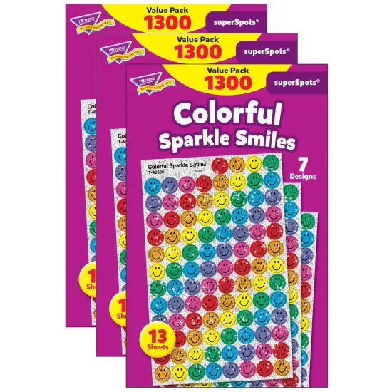 Colorful Sparkle Smiles superSpots&reg; Value Pack, 1300 Per Pack, 3 Packs {1}