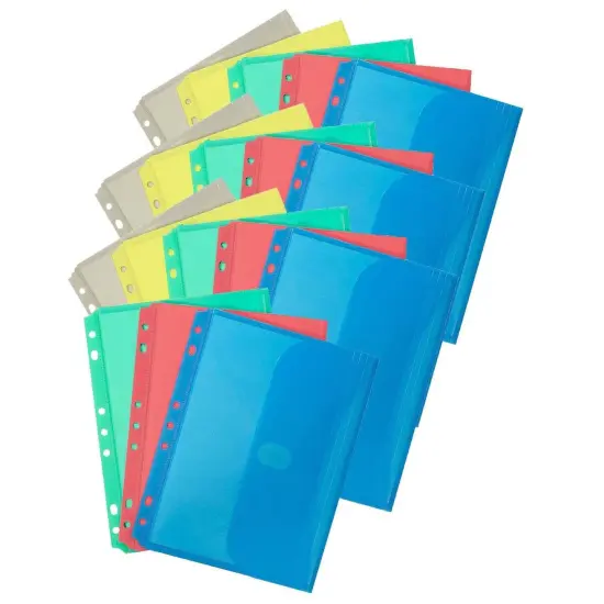 Mini Size Binder Pocket, Side Loading, Assorted, Pack of 18 {1}