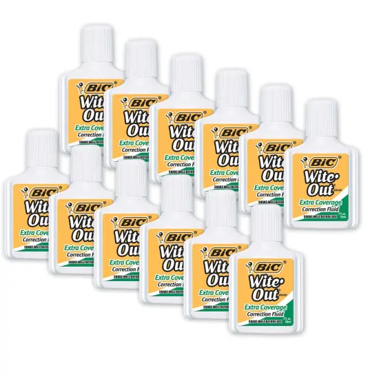 Wite Out&reg; Correction Fluid, Extra Coverage, Pack of 12 {1}