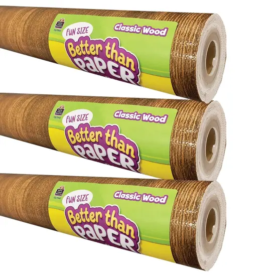 Fun Size Better Than Paper&reg; Bulletin Board Roll, 18" x 12', Classic Wood, Pack of 3 {1}