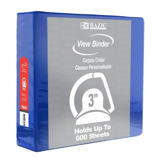 Slant D Ring View Binder with 2 Pockets, 3", Blue, Pack of 3 {2}