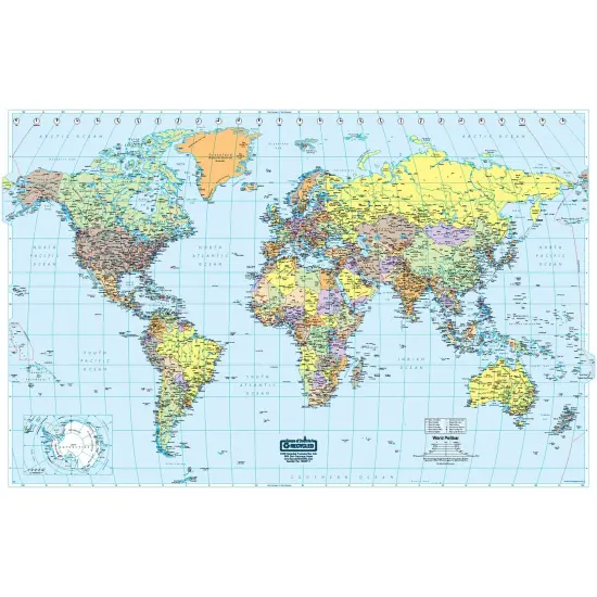 Laminated World Map, 50" x 33" {1}