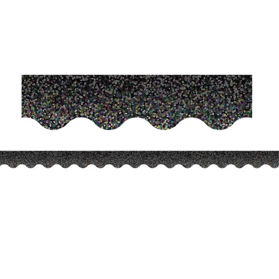 Black Sparkle Scalloped Border Trim, 35 Feet Per Pack, 6 Packs {1}