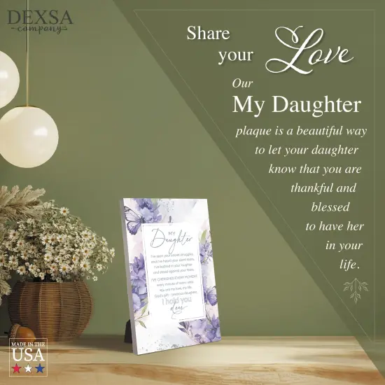 My Daughter Wood Plaque with Easel and Hook Wall Tabletop Art - 6 inches x 9 inches {4}