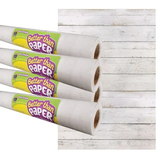 White Shiplap Better Than Paper Bulletin Board Roll, 4' x 12', Pack of 4 {1}