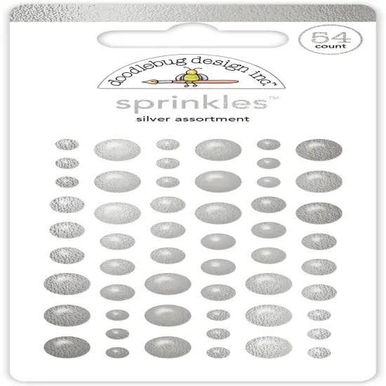 Doodlebug Sprinkles Adhesive Enamel Shapes-Silver Assortment {1}