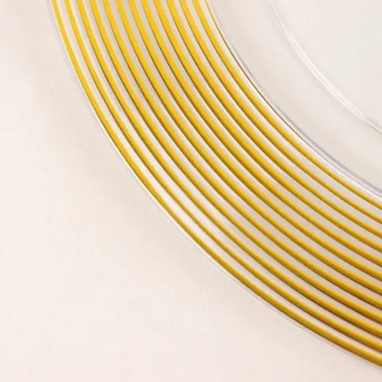CLEAR GOLD 6 Round 13" Plastic CHARGER PLATES Lined Rim {3}