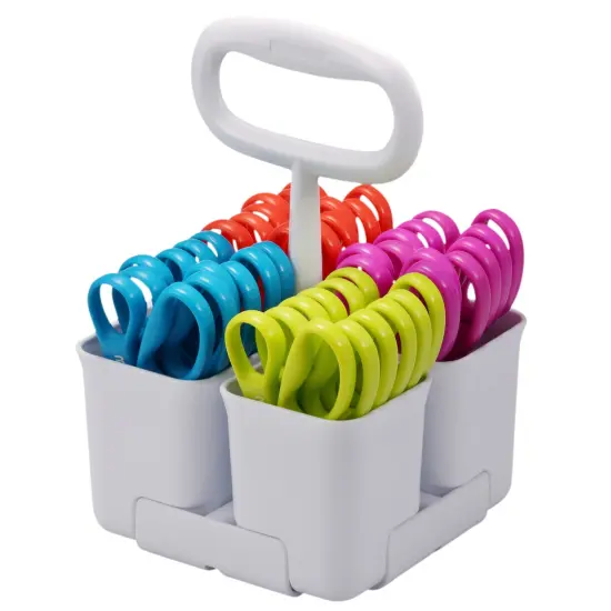 Art & Scissor Caddy with 24 Pack of Pointed Tip Kids Scissors {1}