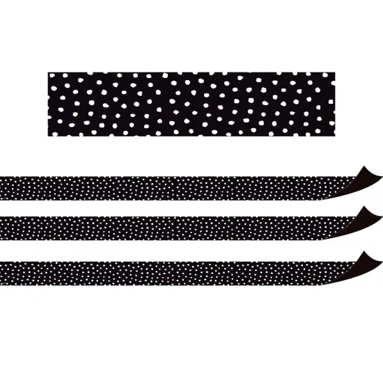 Black with White Painted Dots Magnetic Border, 24 Feet Per Pack, 3 Packs {1}