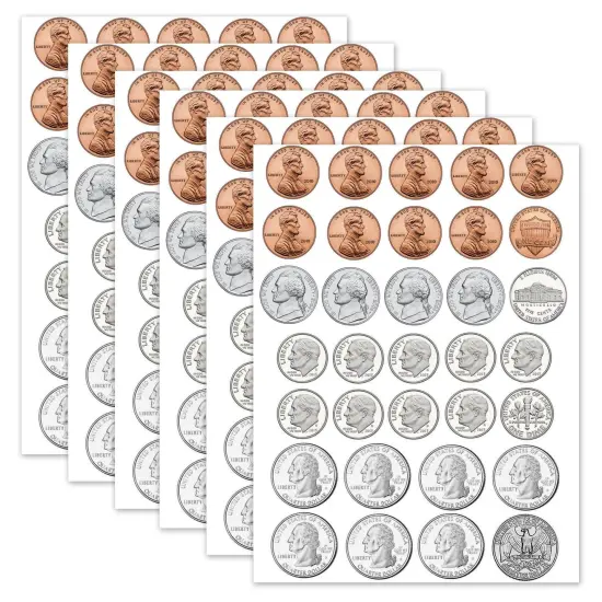 Math Die-Cut Magnets, U.S. Coins, 33 Per Pack, 6 Packs {1}