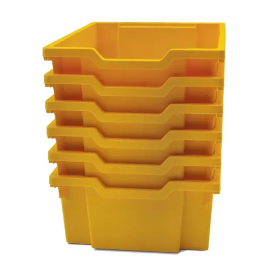 Deep F2 Tray, Sunshine Yellow, 12.3" x 16.8" x 5.9", Heavy Duty School, Industrial & Utility Bins, Pack of 6 {1}