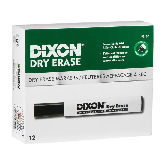 Dry Erase Markers Wedge Tip, Black, Pack of 12 {3}