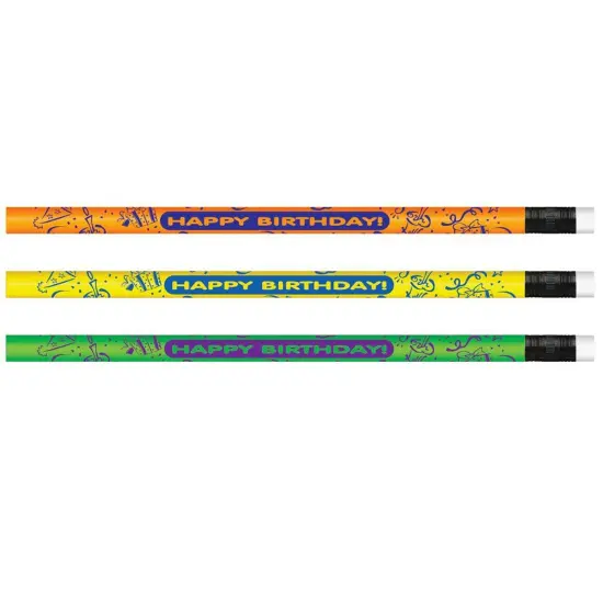 Pencils Neon Happy Birthday, 12 Per Pack, 12 Packs {2}