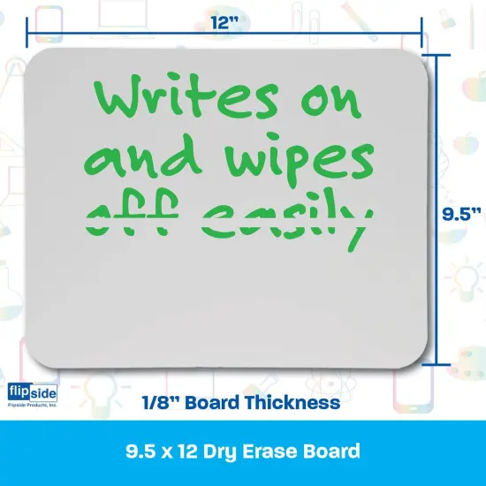 Dry Erase Board Bulk, 9.5" x 12", Pack of 12 {3}