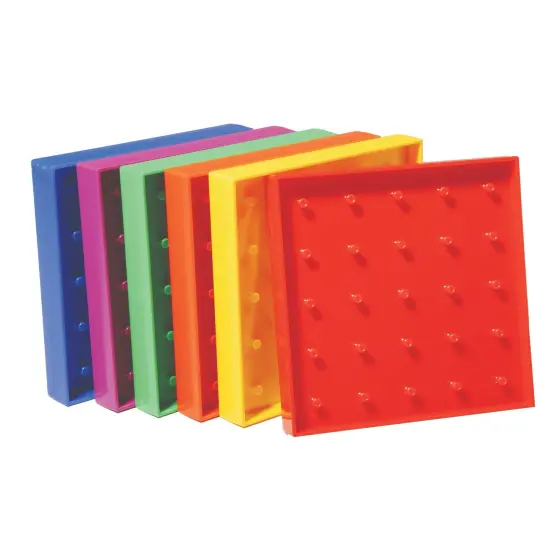 Double-Sided Geoboard Set - 5 x 5 Grid / 12 Pin Circular Array - Set of 6 {1}