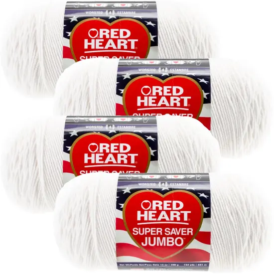 Multipack of 4 - Red Heart Super Saver Jumbo Yarn-White {1}