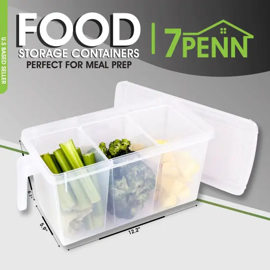 7Penn Multi Compartment Food Container 2pk - Airtight Vegetable Tray with Lid {2}