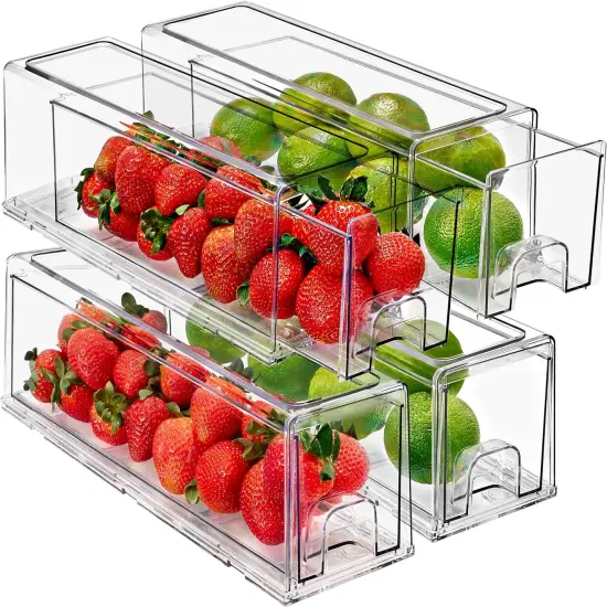 Sorbus 4 Pack Small Clear Stackable Pull-Out Drawers - Organization and Storage Containers for Kitchen, Pantry, Bathroom and More {1}