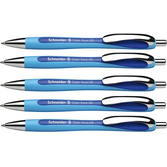 Rave Retractable Ballpoint Pen, ViscoGlide Ink, 1.4 mm, Blue, Pack of 5 {1}