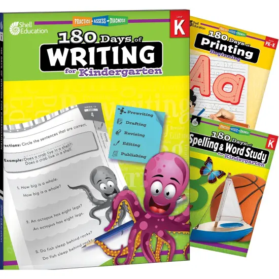 180 Days Writing, Spelling, & Printing Grade K: 3-Book Set {1}