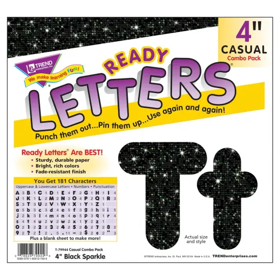 Black Sparkle 4" Casual Combo Ready Letters&reg;, 3 Packs {2}