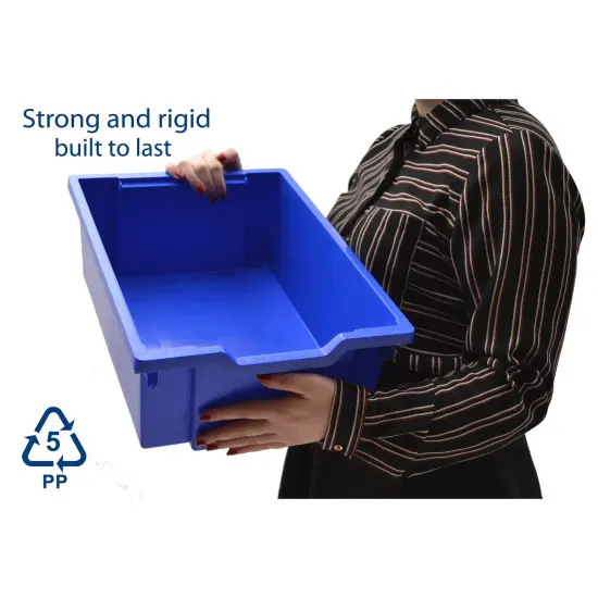 Deep F2 Tray, Royal Blue, 12.3" x 16.8" x 5.9", Heavy Duty School, Industrial & Utility Bins, Pack of 6 {3}
