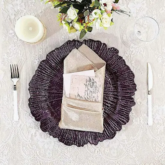 6 PURPLE 13" Round Textured Charger Plates {4}