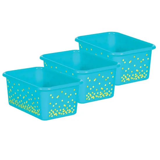 Teal Confetti Small Plastic Storage Bin, Pack of 3 {1}