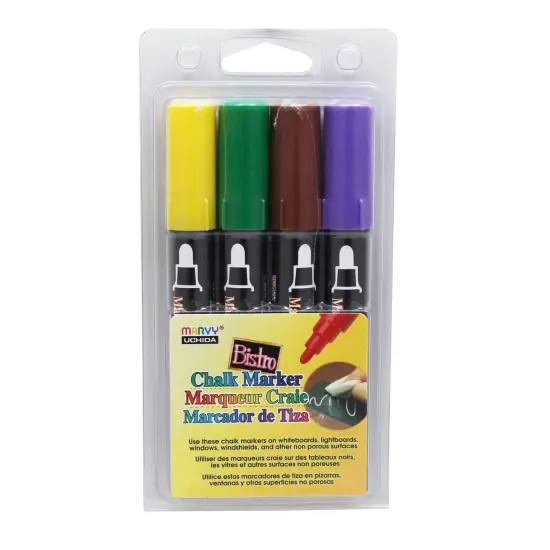 Broad Point Chalk Marker Broad Tip Set 4D, 4 Per Pack, 2 Packs {2}