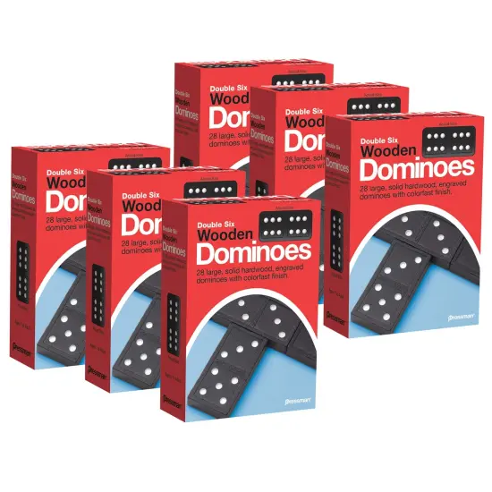 Double Six Wooden Dominoes Game, 6 Packs {1}