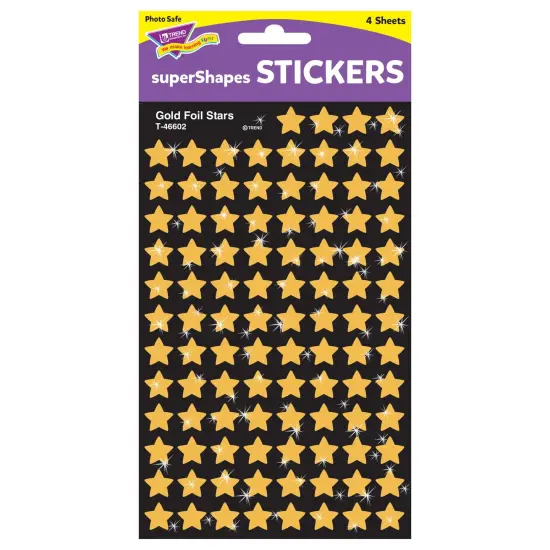 Gold Foil Stars superShapes Stickers, 400 Per Pack, 6 Packs {3}