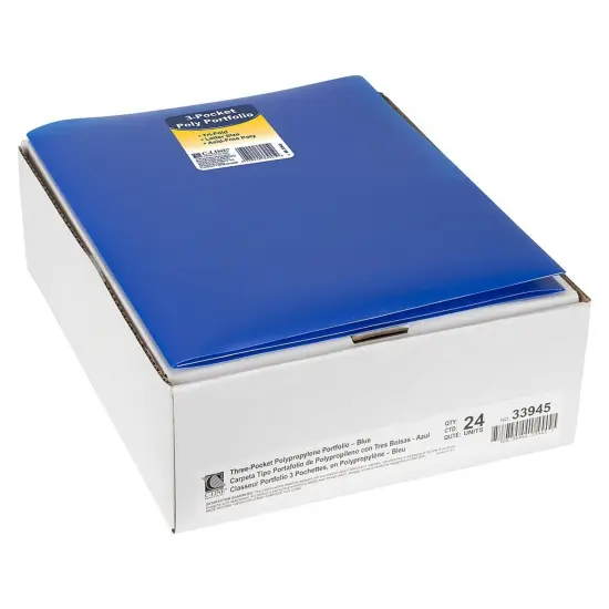 3-Pocket Poly Portfolio, Blue, Box of 24 {2}